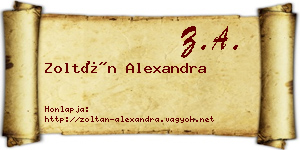 Zoltán Alexandra névjegykártya